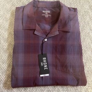 NWT Rhone Short Sleeve Camp Shirt Size XL - Red Plaid
